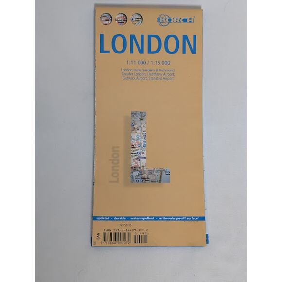 London (England) 1:11,000 / 1:15,000 Street Map, waterproof BORCH - Picture 1 of 3